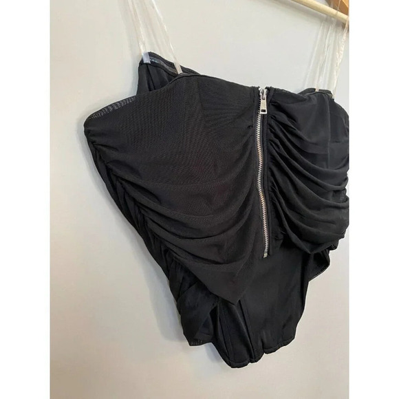 BRAND NEW Steve Madden Women's Size Large Dahlia Corset Boning Zip Up Top Black - Picture 13 of 16